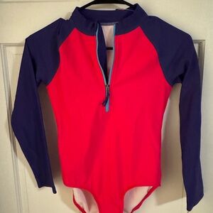 Girls' LL Bean Watersports Swimwear Rashguard One-Piece UPF 50 Size 12 NWT